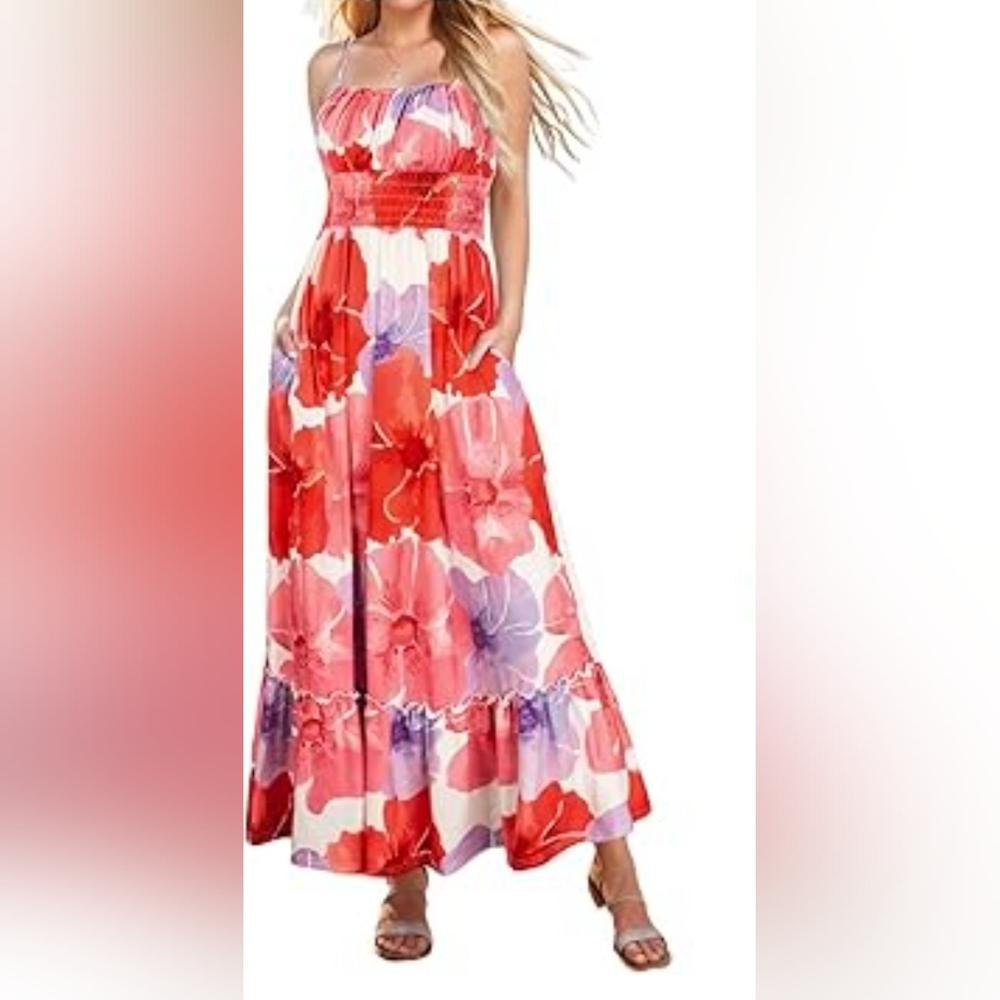 NWOT Floral Cami Maxi Dress with Pockets sz XL